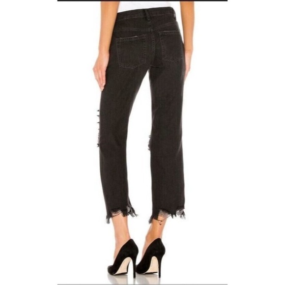 Free People We The Free Maggie Mid-Rise Straight-Leg Jeans Onyx Black NWOT - Picture 2 of 8